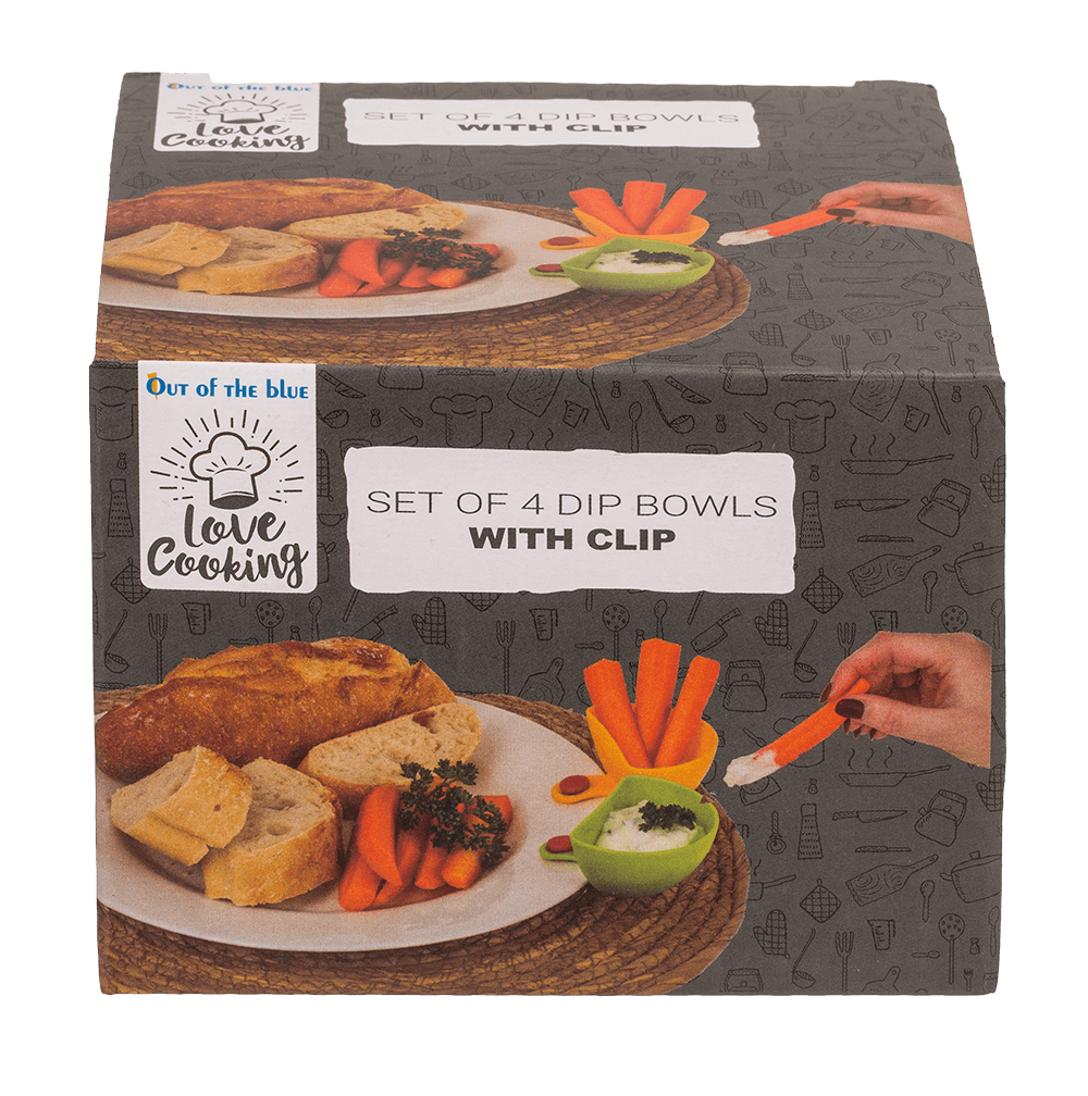 Dip bowl with clip, set of 4 pcs,