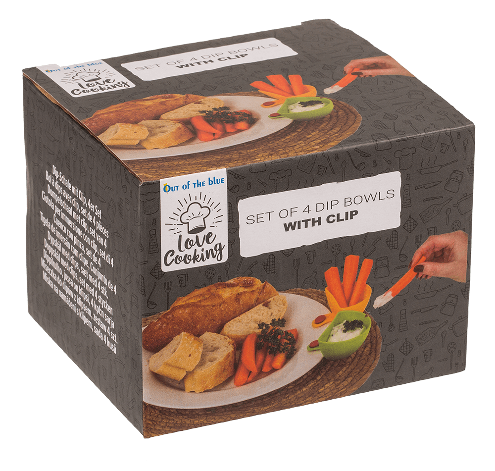 Dip bowl with clip, set of 4 pcs,