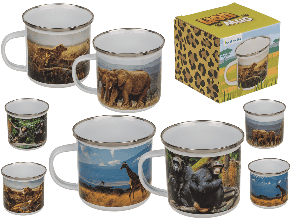 Aluminium/Enamel Mug, Wildlife, 8 x 8 cm,