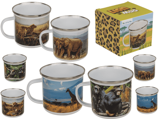 Aluminium/Enamel Mug, Wildlife, 8 x 8 cm,