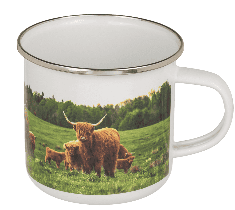 Tasse en aluminium/émail, vache Highland