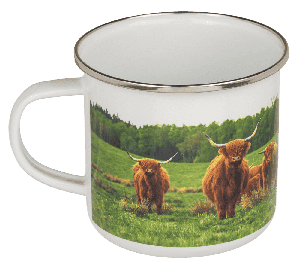 Tasse en aluminium/émail, vache Highland