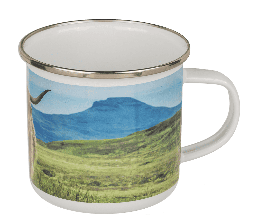 Tasse en aluminium/émail, vache Highland