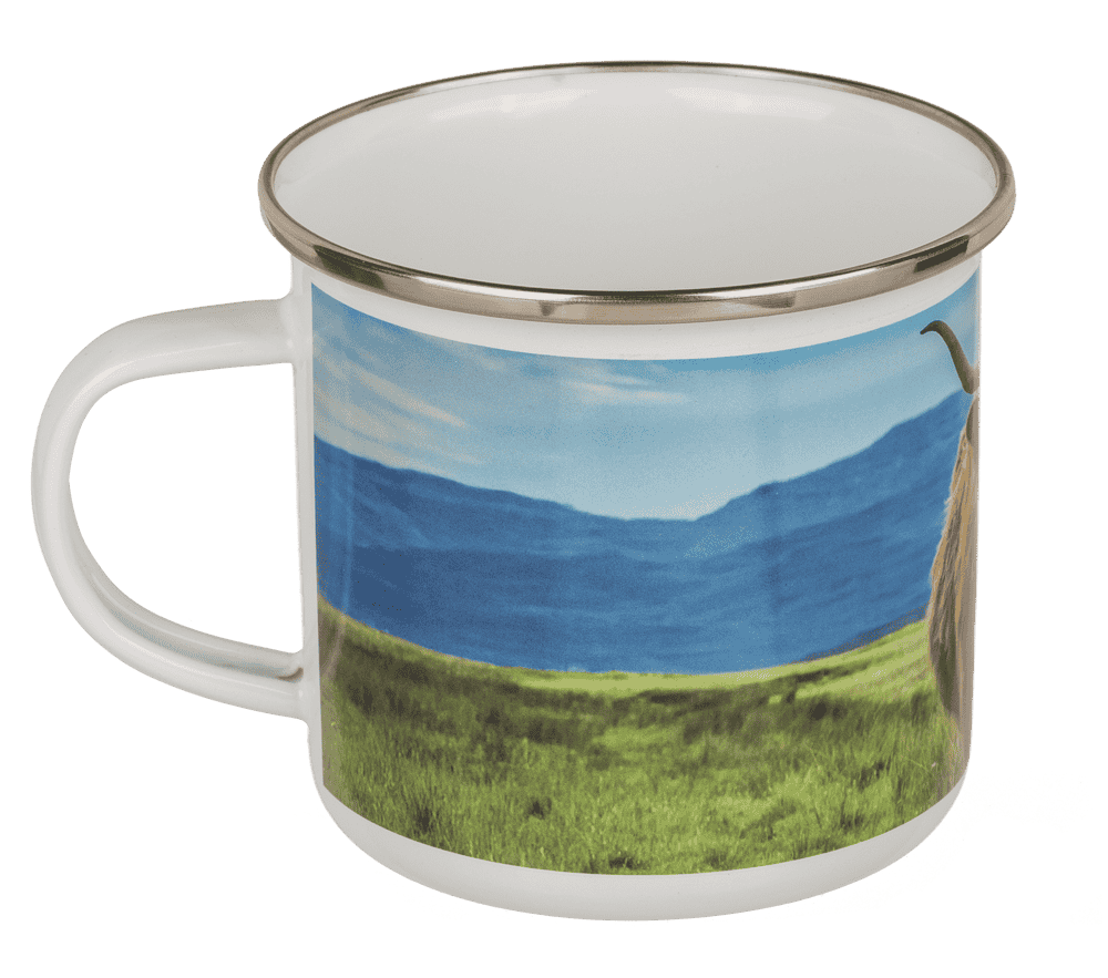 Tasse en aluminium/émail, vache Highland
