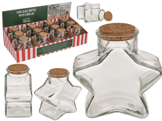 Glass Bottle, Star, ca.11 x 7,5 x 12  cm, with