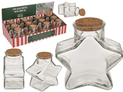 Glass Bottle, Star, ca.11 x 7,5 x 12  cm, with