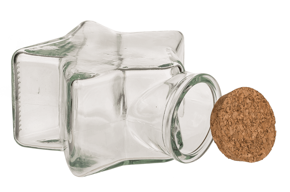 Glass Bottle, Star, ca.11 x 7,5 x 12  cm, with