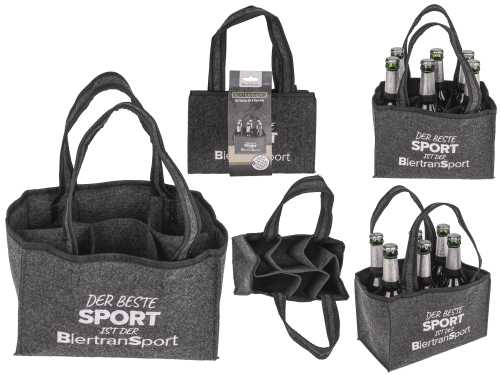 Felt bottle bag with 6 compartments,