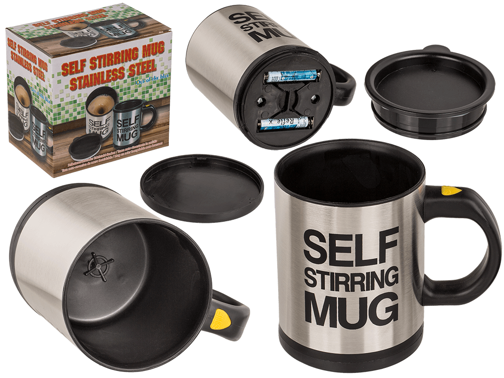 Self stirring mug, stainless steel with plastic,