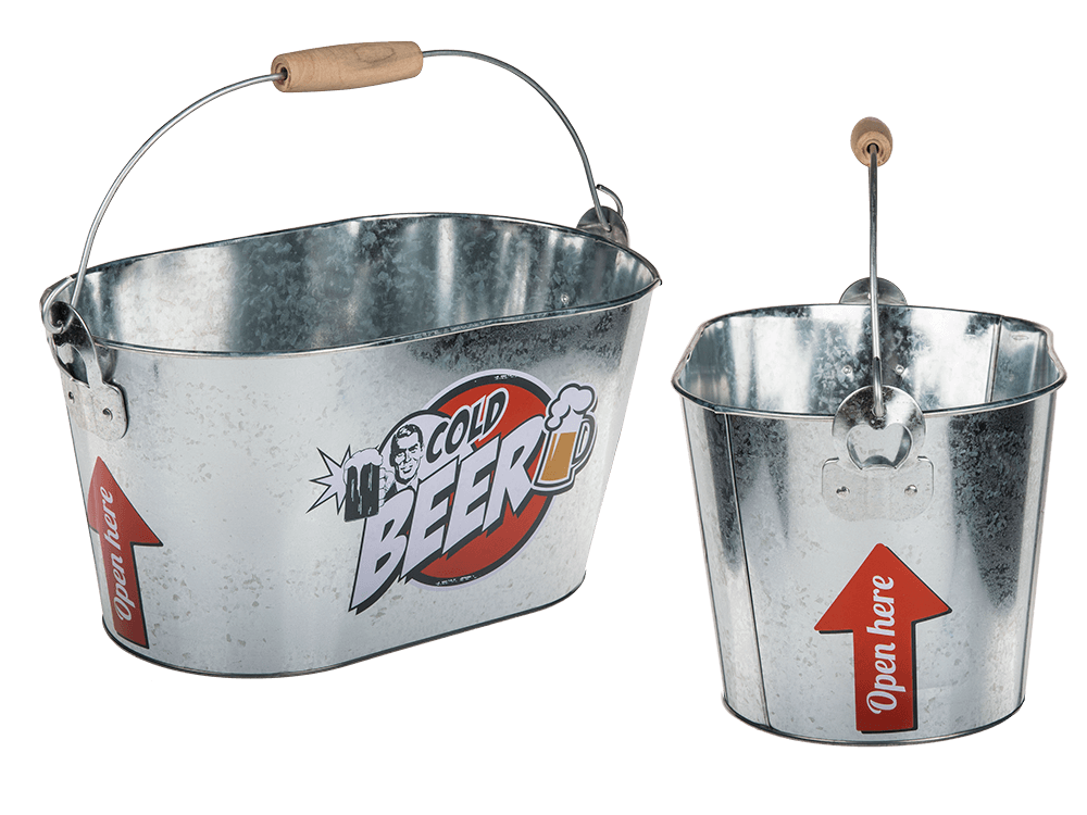 Oval metal bucket, Cold Beer,