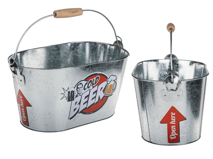 Oval metal bucket, Cold Beer,