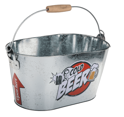 Oval metal bucket, Cold Beer,