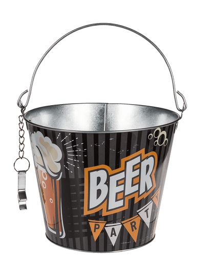 Metal Beer Bucket with Bottle Opener, Vintage