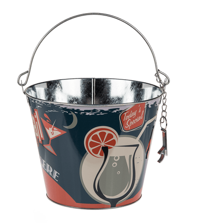Metal Beer Bucket with Bottle Opener, Vintage