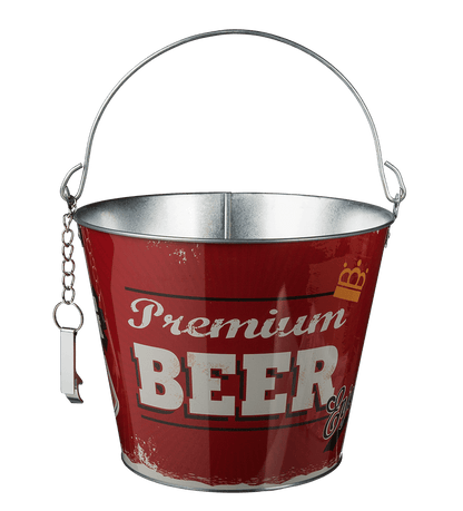 Metal Beer Bucket with Bottle Opener, Vintage