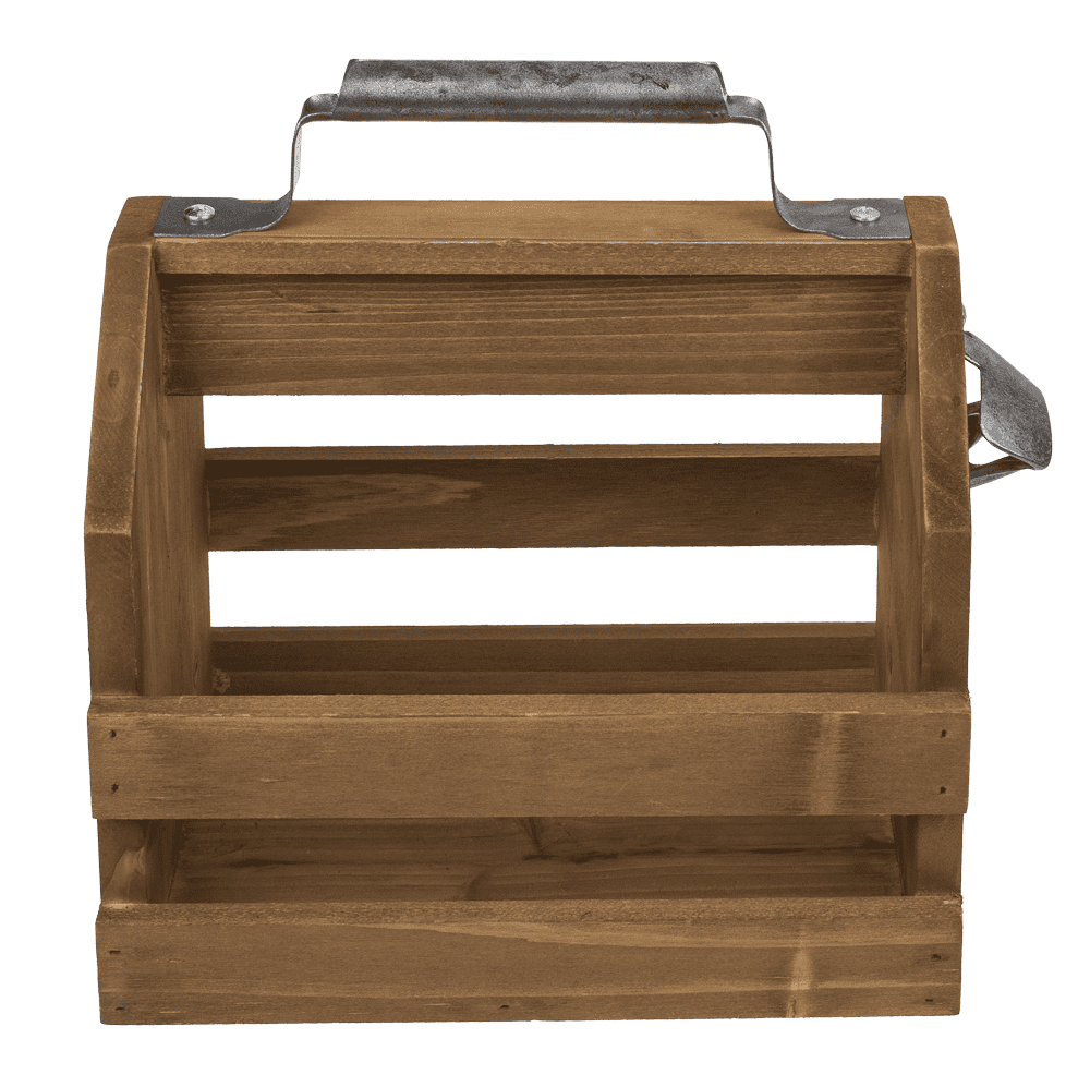 Wooden bottle holder with metal bottle opener,