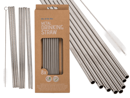 Metal drinking straw with cleaning brush,