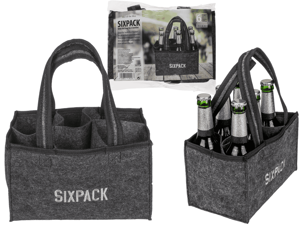 Felt Bottle Bag with 6 compartments, Sixpack,