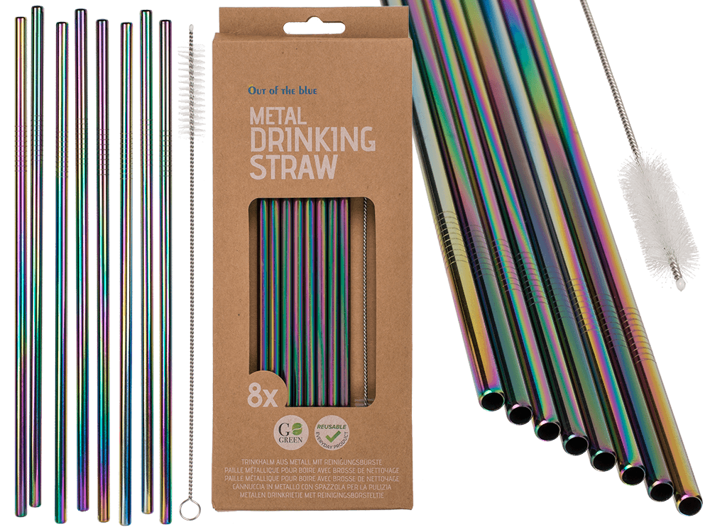Metal drinking straw with cleaning brush,
