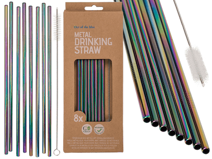 Metal drinking straw with cleaning brush,