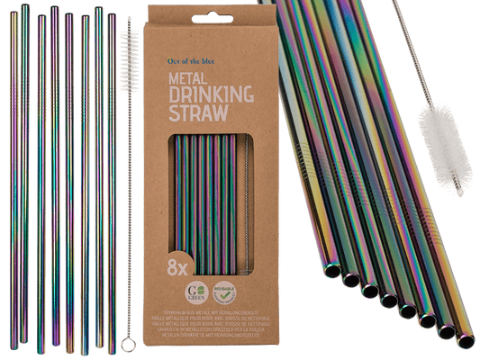 Metal drinking straw with cleaning brush,