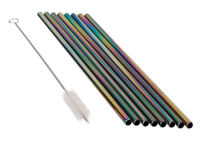 Metal drinking straw with cleaning brush,