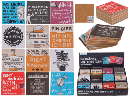 Coaster with cork backing, Slogans