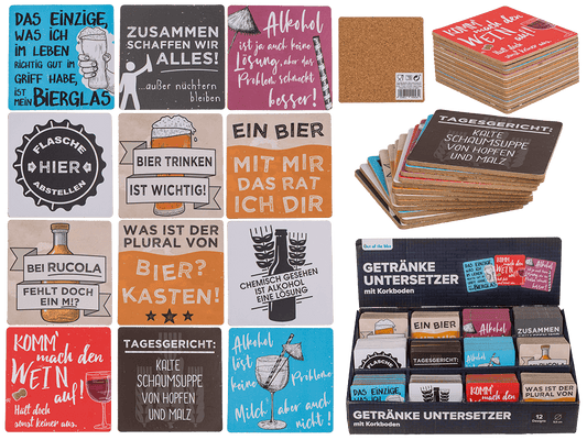 Coaster with cork backing, Slogans