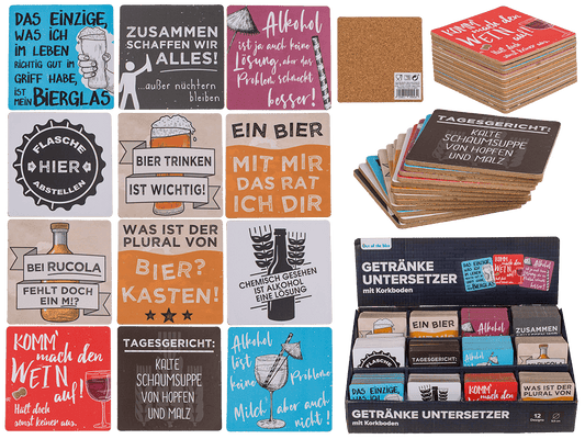Coaster with cork backing, Slogans