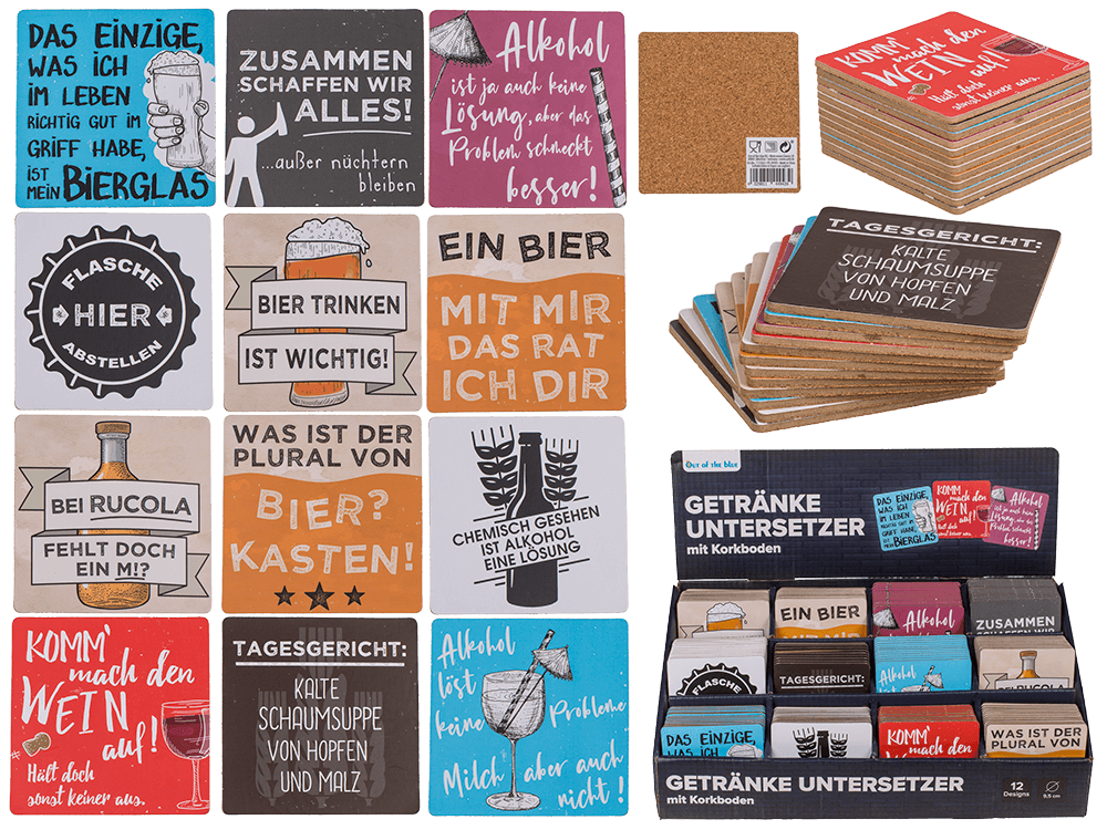 Coaster with cork backing, Slogans