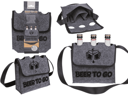 Grey felt shoulder bag, Beer to go,