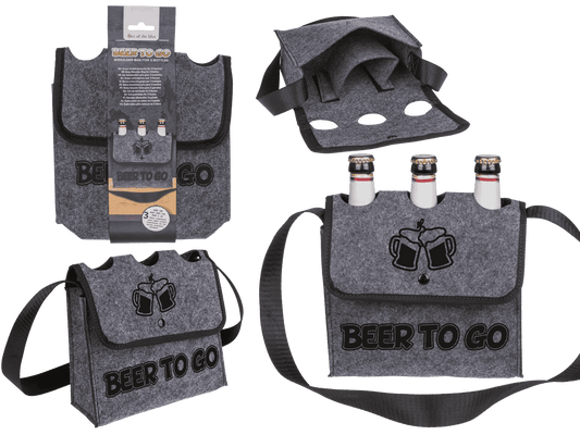 Grey felt shoulder bag, Beer to go,