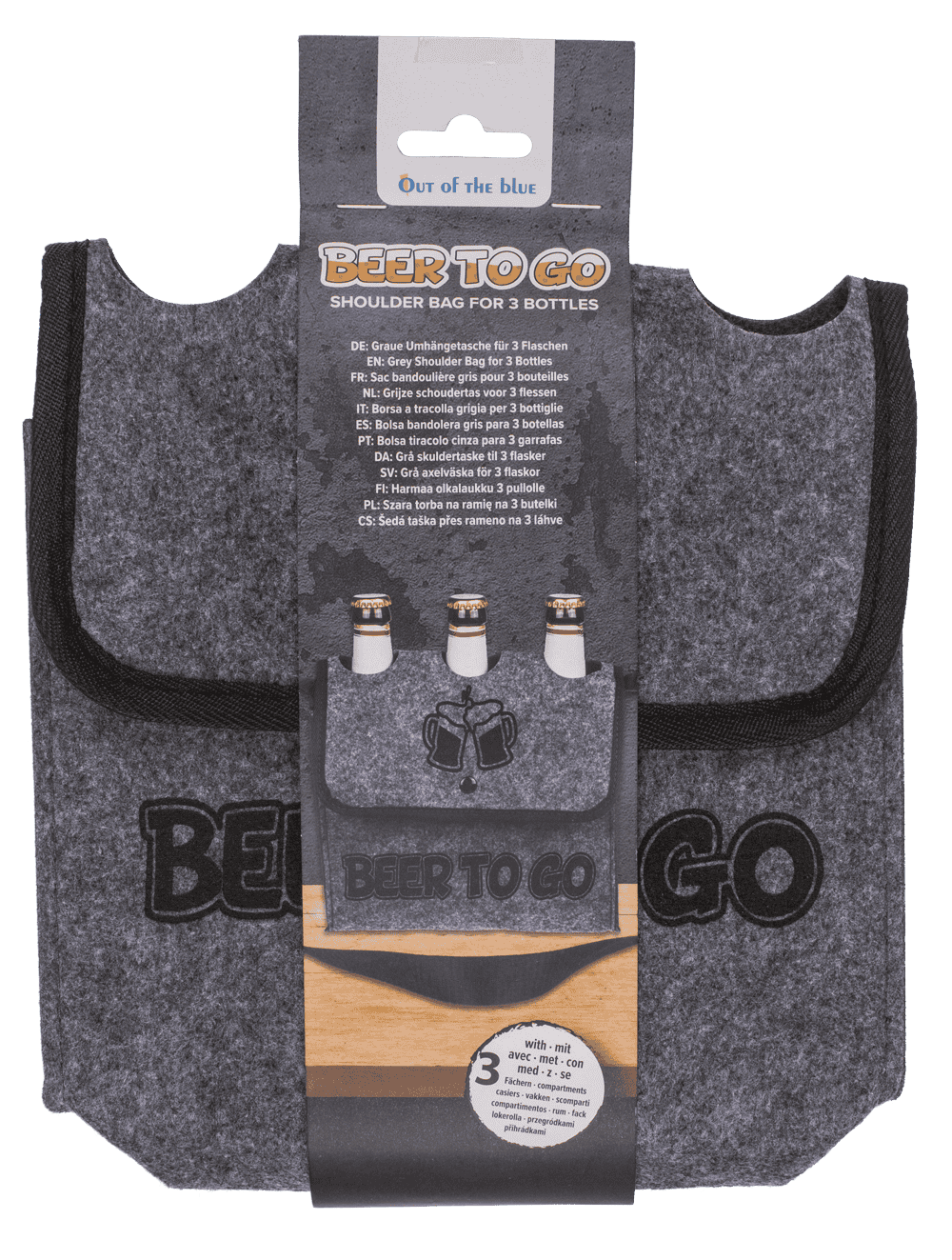 Grey shoulder bag, Beer to go, for 3 bottles