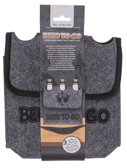 Grey shoulder bag, Beer to go, for 3 bottles