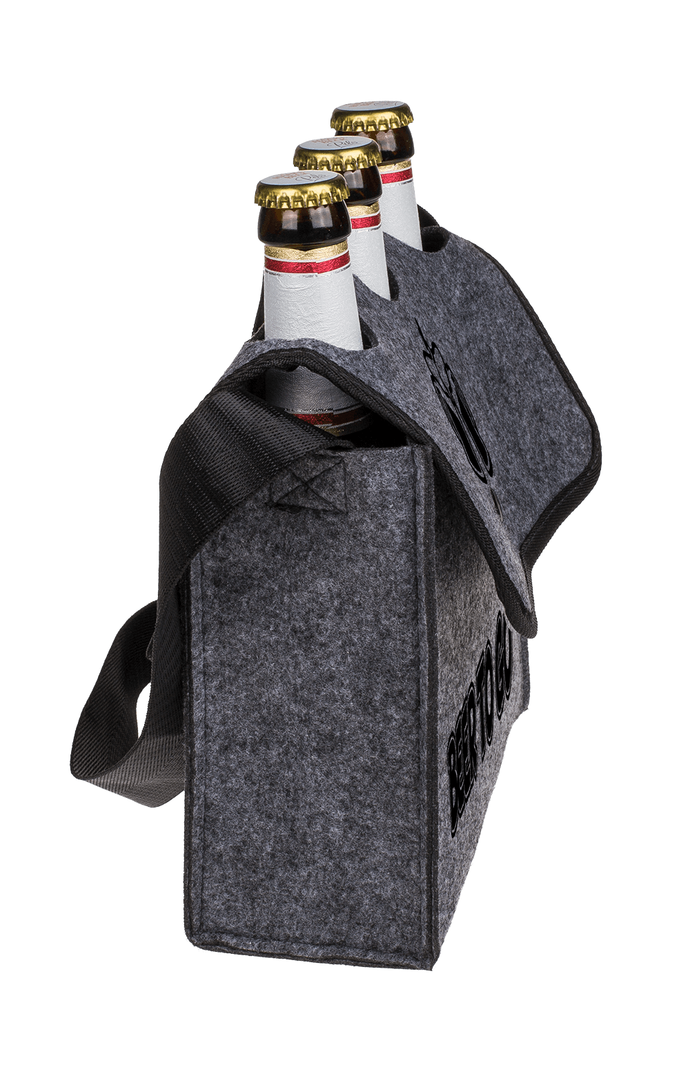 Grey shoulder bag, Beer to go, for 3 bottles