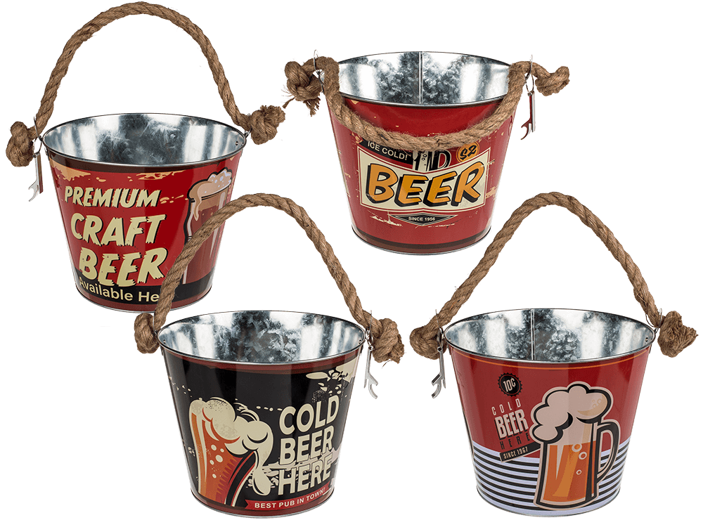 Metal Beer Bucket with Bottle Opener, Beer