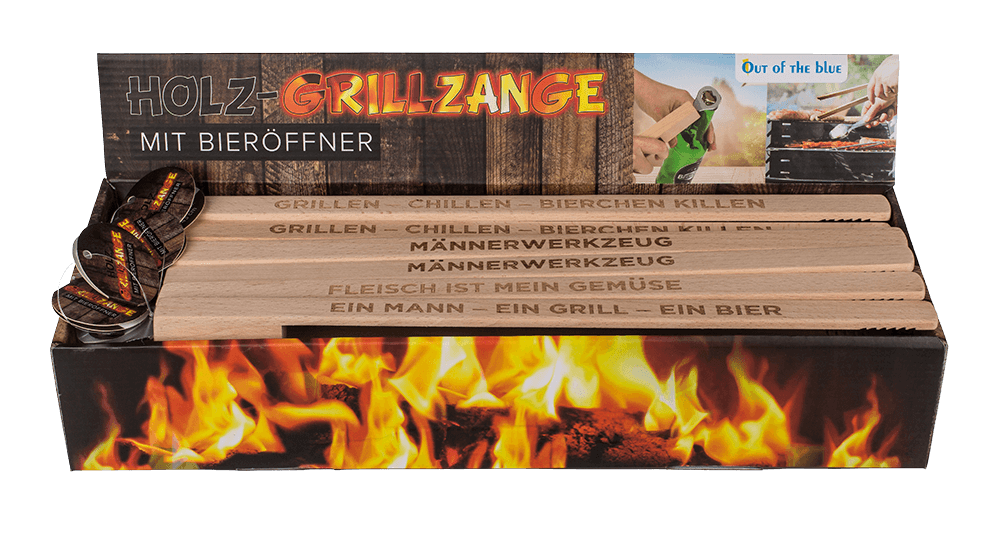 Wooden BBQ-Tongs with bottle opener,