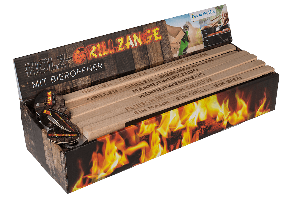 Wooden BBQ-Tongs with bottle opener,