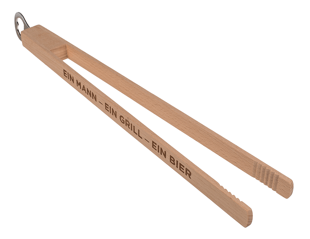 Wooden BBQ-Tongs with bottle opener,