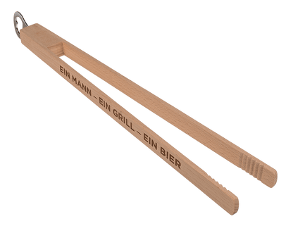 Wooden BBQ-Tongs with bottle opener,