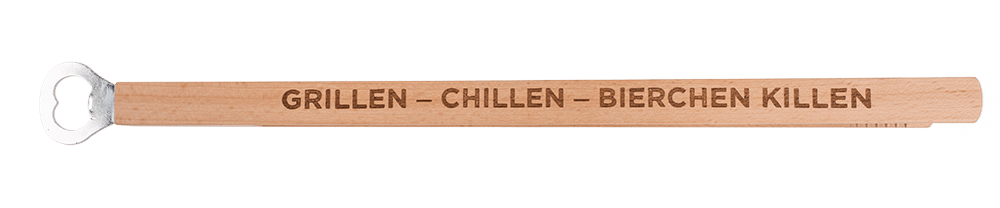 Wooden BBQ-Tongs with bottle opener,