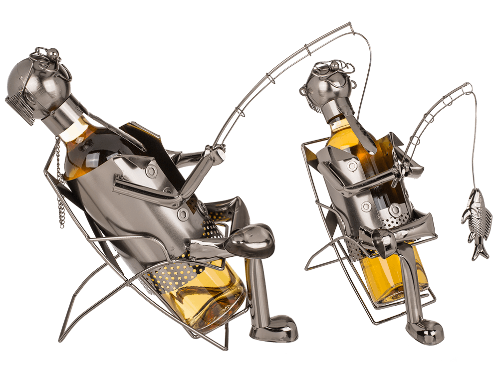 71-3273_000.png Metal bottle holder, Fishing man II, - Afbeelding 1