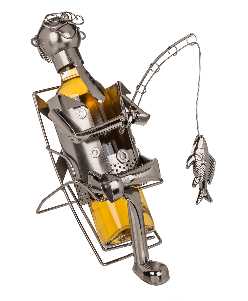 Metal bottle holder, Fishing man II,