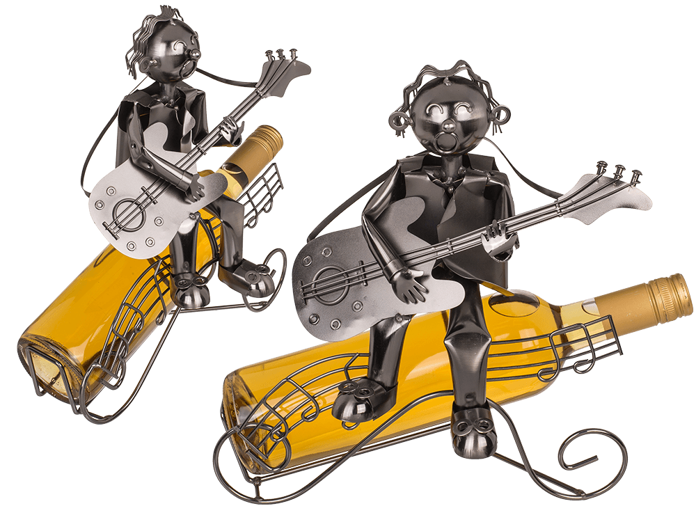 71-3289_000.png Metal bottle holder, Musican II, ca. 28 x 25 cm - Afbeelding 1