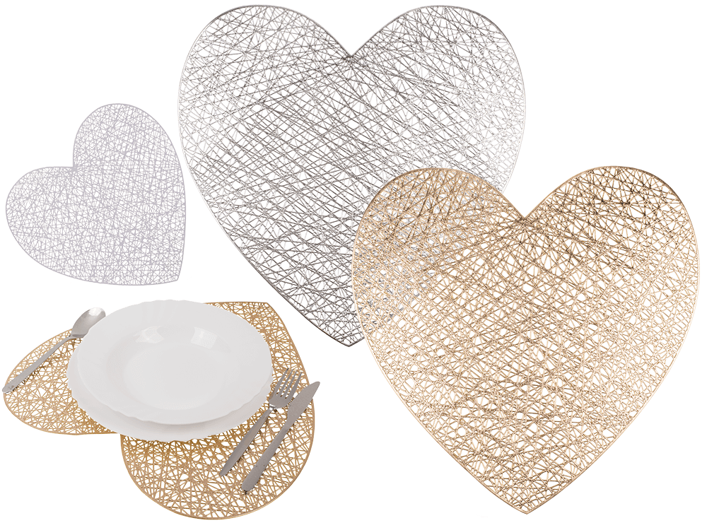 PVC placemat, Heart, 2 ass.,