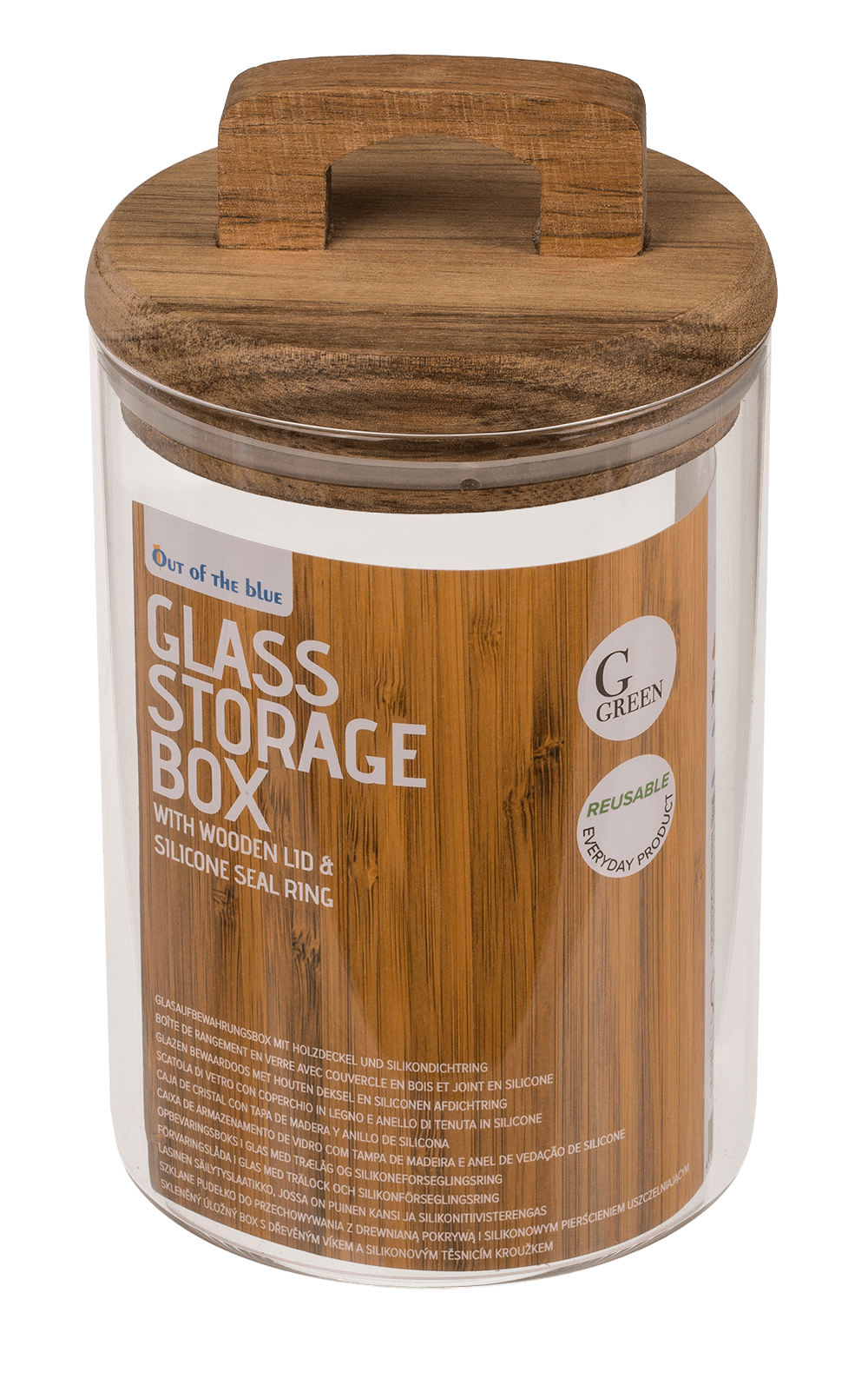 Glass storage box, for 940 ml, ca. 10 x 14 cm,