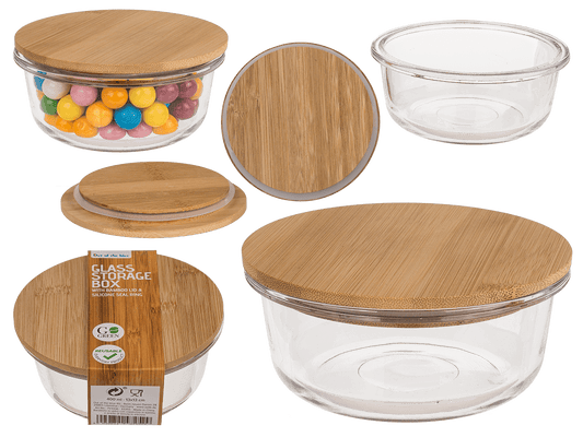 Glass storage box, for  400 ml, ca. 14 x14 cm,