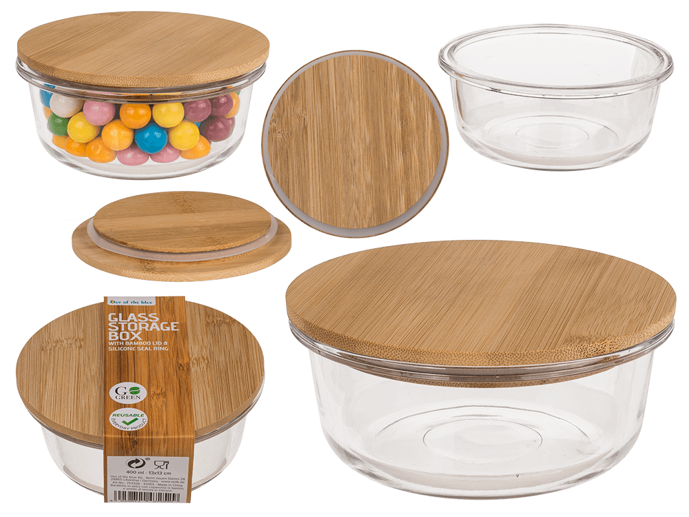 Glass storage box, for  400 ml, ca. 14 x14 cm,