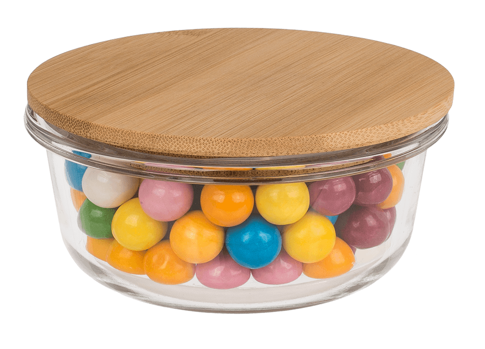 Glass storage box, for  400 ml, ca. 14 x14 cm,