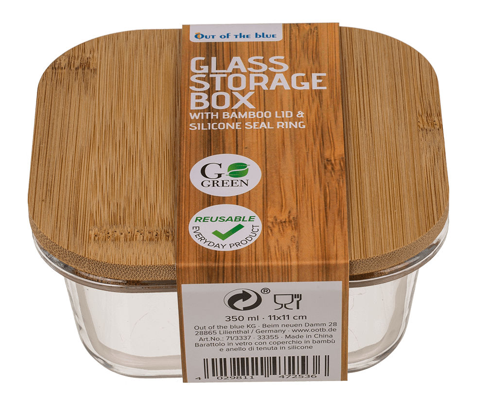 Glass storage box, for 350  ml, ca.12 x 12 cm,